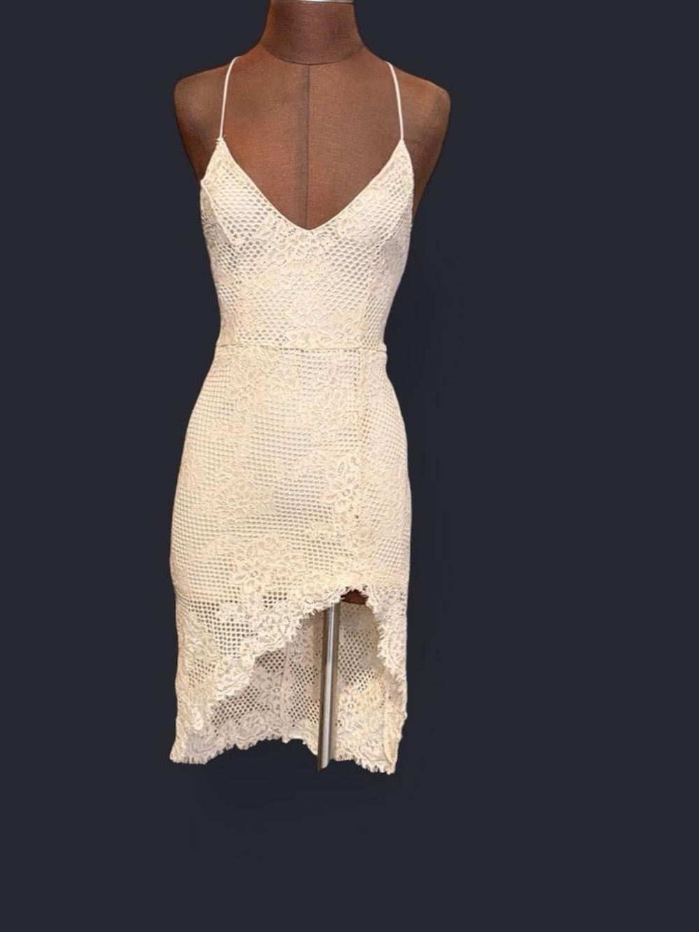 Forever 21 Cream Crochet High-Low Slip Dress